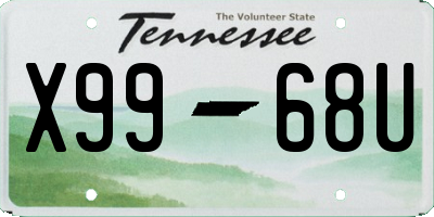 TN license plate X9968U