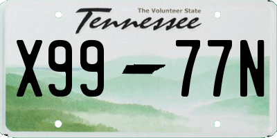 TN license plate X9977N