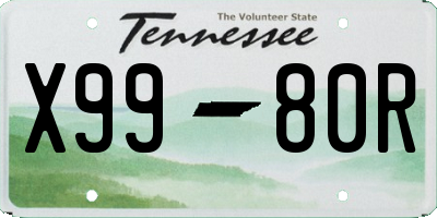 TN license plate X9980R