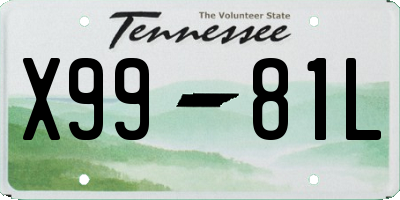TN license plate X9981L