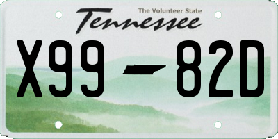 TN license plate X9982D