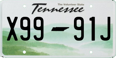 TN license plate X9991J