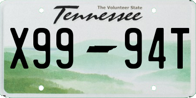 TN license plate X9994T