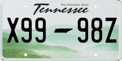 TN license plate X9998Z