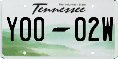 TN license plate Y0002W