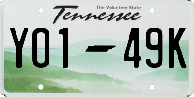 TN license plate Y0149K