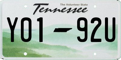 TN license plate Y0192U