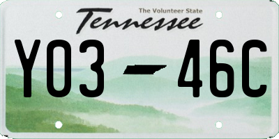 TN license plate Y0346C