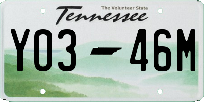 TN license plate Y0346M