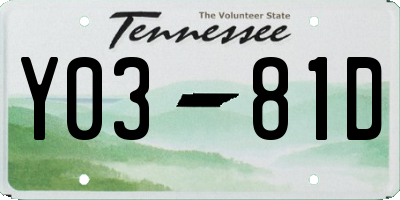 TN license plate Y0381D