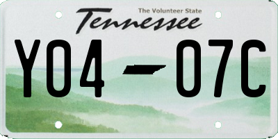 TN license plate Y0407C