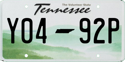 TN license plate Y0492P