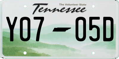 TN license plate Y0705D