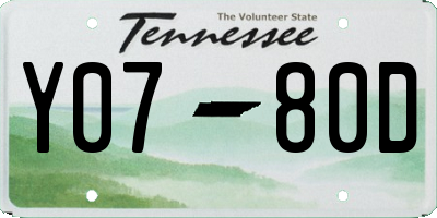TN license plate Y0780D