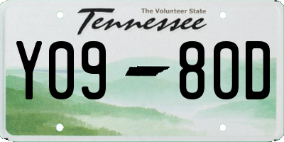 TN license plate Y0980D