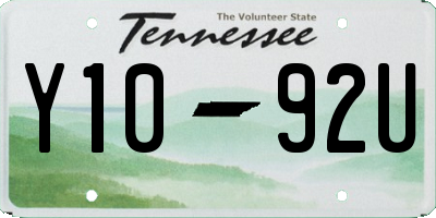 TN license plate Y1092U