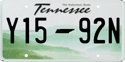 TN license plate Y1592N