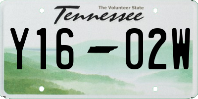 TN license plate Y1602W