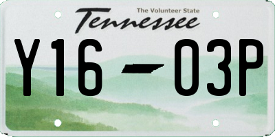 TN license plate Y1603P