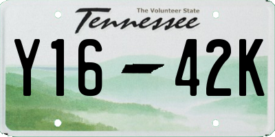 TN license plate Y1642K