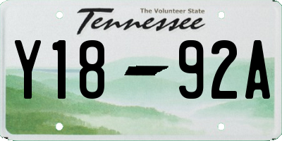 TN license plate Y1892A