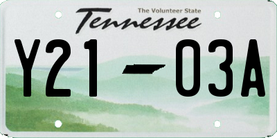 TN license plate Y2103A