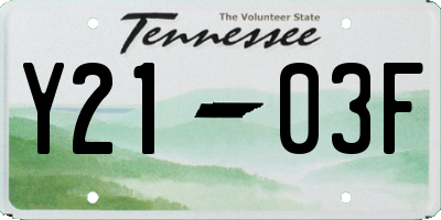 TN license plate Y2103F
