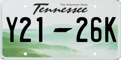 TN license plate Y2126K