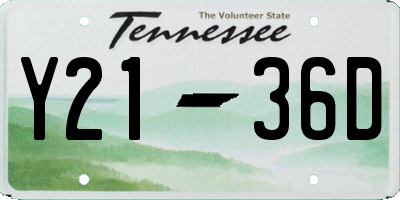 TN license plate Y2136D