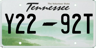 TN license plate Y2292T