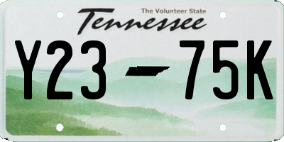 TN license plate Y2375K