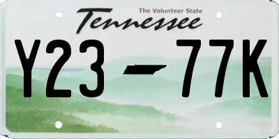 TN license plate Y2377K