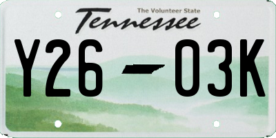 TN license plate Y2603K