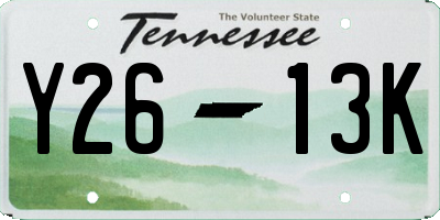 TN license plate Y2613K