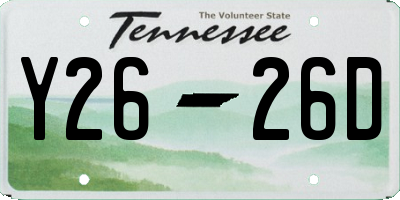 TN license plate Y2626D