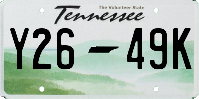 TN license plate Y2649K