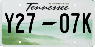 TN license plate Y2707K