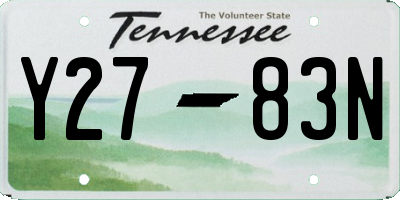 TN license plate Y2783N