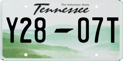 TN license plate Y2807T