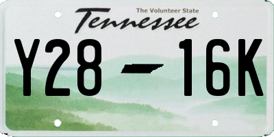 TN license plate Y2816K