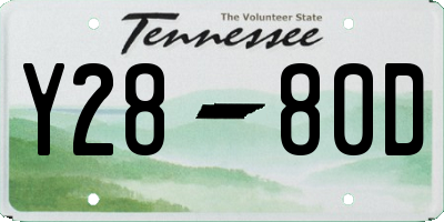 TN license plate Y2880D