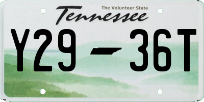 TN license plate Y2936T