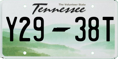 TN license plate Y2938T