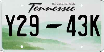 TN license plate Y2943K