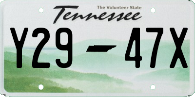 TN license plate Y2947X