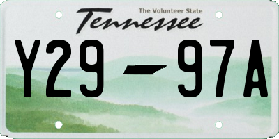 TN license plate Y2997A