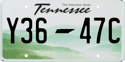 TN license plate Y3647C