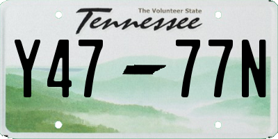 TN license plate Y4777N
