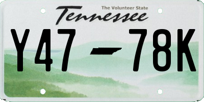 TN license plate Y4778K