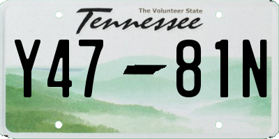 TN license plate Y4781N